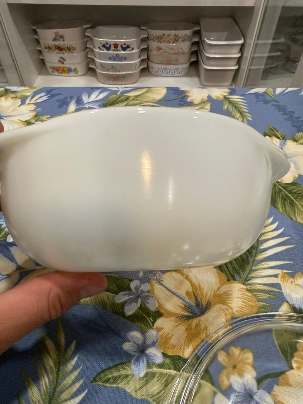 Pyrex White Milk Glass Baking Dish Lid 022         1 Liter